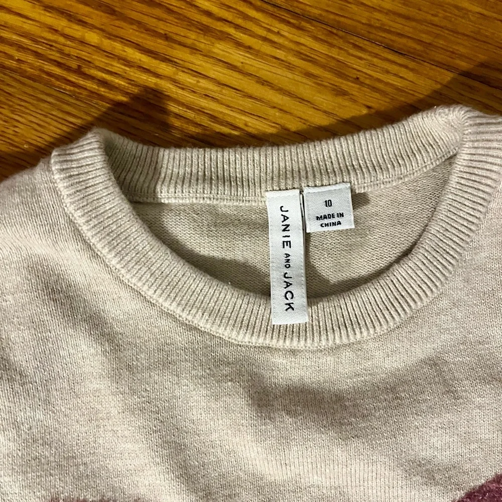 Janie and Jack Butterfly Puff Sleeve Sweater Cream Cotton Jersey Mauve Textured